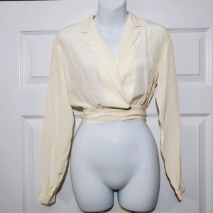 VINTAGE Miss O- Oscar de la Renta silk wrap cropped blouse